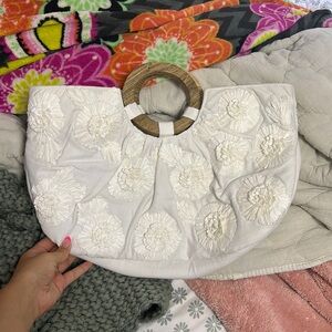 Vacation daydream ivory straw floral tote Lulus